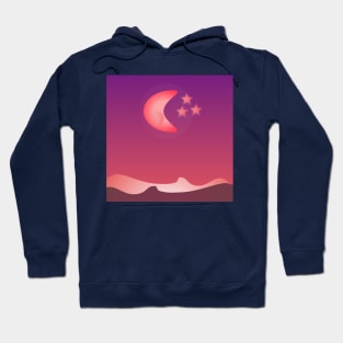 Night scape moon and stars Hoodie